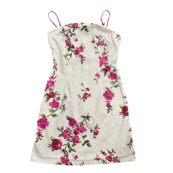 City Triangles Floral Print Dress Sleeveless Mini White Pink Summer - Picture 1 of 6